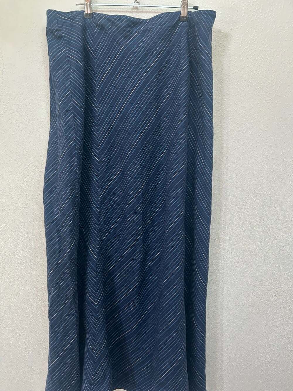 J. Jill Love Linen Blue Striped Panel Maxi Skirt
